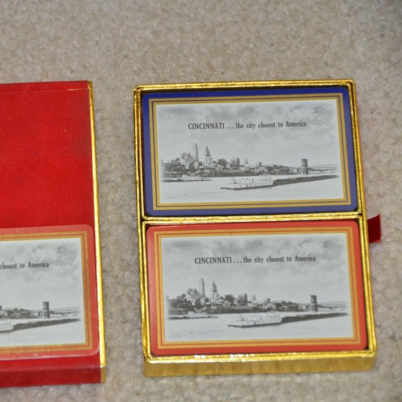 RARE ESTATE VINTAGE ANTIQUE CONGRESS GOLD EDGE CINCINNATI 2 DECKS PLAYING CARDS
